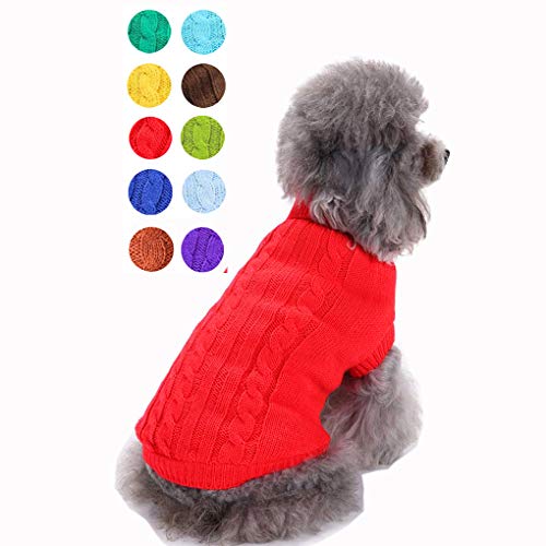 Hundepullover, Warmer Haustierpullover, Katzenpullover Hund Sweatshirt Kleidung Mantel Bekleidung für kleine Hunde & Kätzchen (Rot, XXS) von Bwealthest