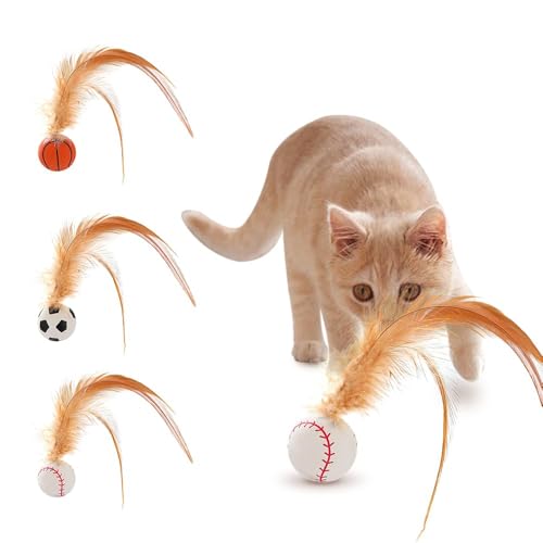 3 Stück Katzenspielzeug Bälle Mit Feder, Katzenspielzeug Selbstbeschäftigung, Interaktives Katzenspielzeug Katzenball, Interaktives Katzenball Spielzeug, Hohe Elastizität Federspielzeug (1Set) von Bxjinkele