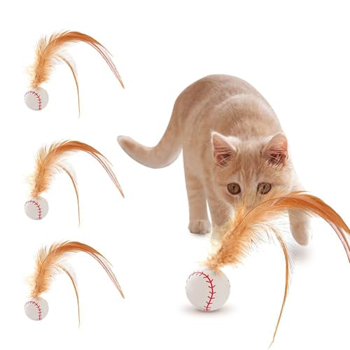 3 Stück Katzenspielzeug Bälle Mit Feder, Katzenspielzeug Selbstbeschäftigung, Interaktives Katzenspielzeug Katzenball, Interaktives Katzenball Spielzeug, Hohe Elastizität Federspielzeug (Baseball) von Bxjinkele