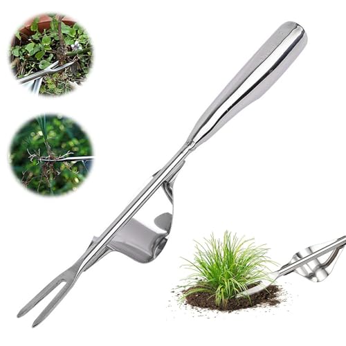 Handjätgerät für den Garten, Unkrautstecher Edelstahl, Wurzeljäter mit Holzgriff, Unkrautjäter Handbetätigt, Gartenarbeit Hand Unkrautstecher, Manueller Weeder zum Graben,Jäten,Lösen (Edelstahl, 1Pc) von Bxjinkele