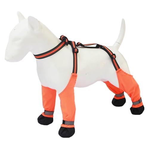 Hundeschuhe Pfotenschutz Outdoor, Hundestiefel Mit Hosenträgern, Strapsstiefel Für Hunde, Hundeschuhe Wasserdicht, Hundeschuhe Winter, Wasserdicht, Staubdicht, rutschfeste Hundeschuhe (Orange, L) von Bxjinkele