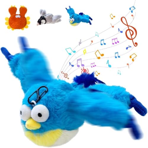 Interaktives Katzenspielzeug Selbstbeschäftigung,Katzenspielzeug Vogel Spielzeug Katze,Vogelspielzeug Für Katzen,Interactive Cat Toy,Flapping Bird Cat Toy,Fliegender Vogel Katzenspielzeug (Blau) von Bxjinkele