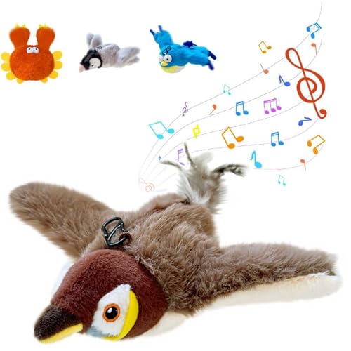 Interaktives Katzenspielzeug Selbstbeschäftigung,Katzenspielzeug Vogel Spielzeug Katze,Vogelspielzeug Für Katzen,Interactive Cat Toy,Flapping Bird Cat Toy,Fliegender Vogel Katzenspielzeug (Braun) von Bxjinkele