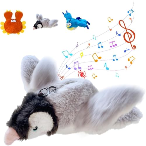 Interaktives Katzenspielzeug Selbstbeschäftigung,Katzenspielzeug Vogel Spielzeug Katze,Vogelspielzeug Für Katzen,Interactive Cat Toy,Flapping Bird Cat Toy,Fliegender Vogel Katzenspielzeug (Grau) von Bxjinkele