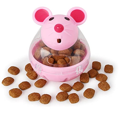 Katzenspielzeug-Leckerli-Spender - Maus Taumelt, Interaktiver Slow Feeder, Fehlender Futterball, Kleines Leckerli-Spielzeug Für Katzen, Beugt Fettleibigkeit Vor, Passt Ernährung Und Bewegung An (Rosa) von Bxjinkele