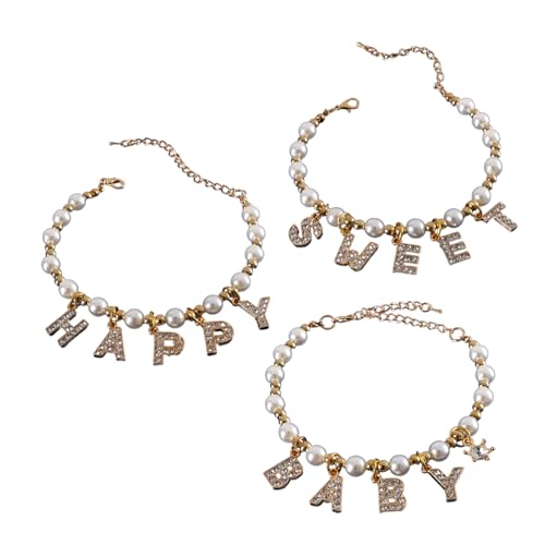 Bydezcon Katzen Perlen Halskette Katzen Halsband mit Buchstabenanhänger Haustier Halsband für Katzen Mädchen Hochzeit Halsband Katzen Weihnachten Halskette von Bydezcon