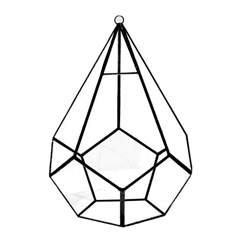 Geometrische Glasbox, handgefertigt, fünfseitig, Rautenglas, Tischplatte, Übertopf mit Schaukel für Sukkulenten von Bydezcon