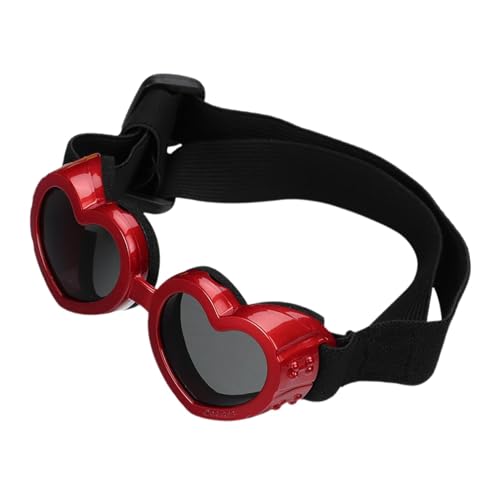 Herzförmige Hundesonnenbrille, Haustier-Herz-Sonnenbrille, Hundebrille, Haustier-Sonnenbrille, beschlagfrei, Augenschutz-Sonnenbrille mit verstellbarem Riemen für Outdoor-Reiten von Byeaon