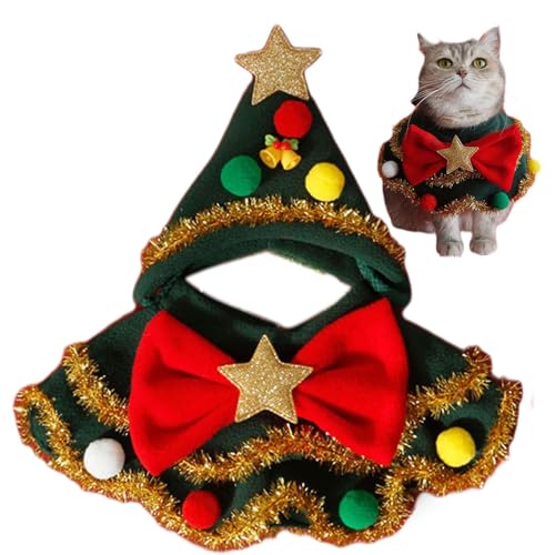 Holiday Pet Neck Warmer | Pet Scarf with Bow | Christmas Dog Costume | Cat Holiday Neck Warmer | Pet Scarf with Hat | Dog Christmas Outfit Festive Cat Accessories for Cats and Small Dogs von Byeaon