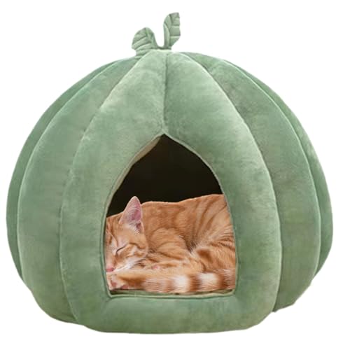 Soft Pumpkin Cat Bed, Pumpkin Cat Cave, Halloween Cat Bed, Indoor Cat Bed, Cute Pumpkin Shaped Cat Tent with Removable Cushion, Semi-Enclosed Pet Kennel, Portable for Kitten Cats Small Dogs von Byeaon