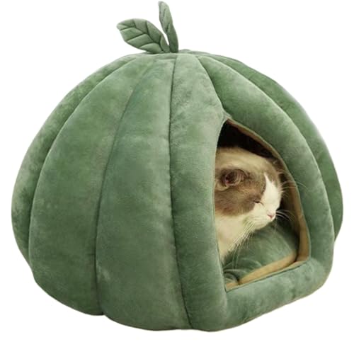 Soft Pumpkin Cat Bed, Pumpkin Cat Cave, Halloween Cat Bed, Indoor Cat Bed, Cute Pumpkin Shaped Cat Tent with Removable Cushion, Semi-Enclosed Pet Kennel, Portable for Kitten Cats Small Dogs von Byeaon