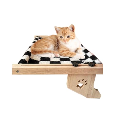 Wooden Cat Hammock | Adjustable Cat Nest | Windowsill Pets Seat | Wooden Cats Bed | Cushioned Pets Perch | Cat Climbing Hammock | Nesting Hammock for Sleeping, Playing, Climbing von Byeaon