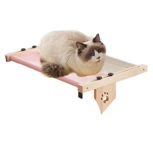 Wooden Cat Hammock | Adjustable Cat Nest | Windowsill Pets Seat | Wooden Cats Bed | Cushioned Pets Perch | Cat Climbing Hammock | Nesting Hammock for Sleeping, Playing, Climbing von Byeaon