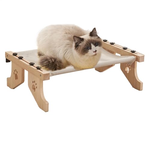 Wooden Cat Hammock | Adjustable Cat Nest | Windowsill Pets Seat | Wooden Cats Bed | Cushioned Pets Perch | Cat Climbing Hammock | Nesting Hammock for Sleeping, Playing, Climbing von Byeaon