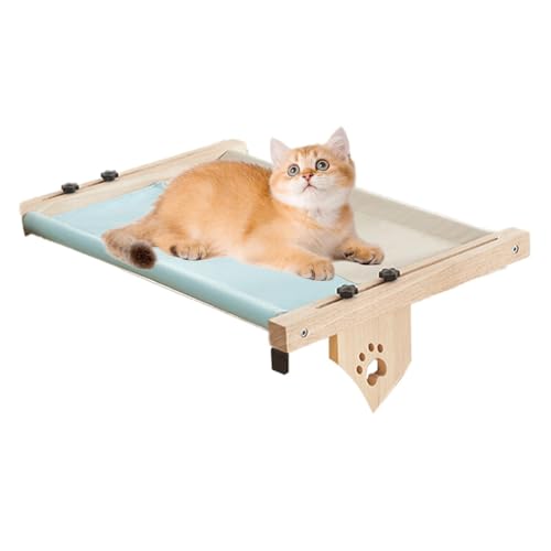 Wooden Cat Hammock | Adjustable Cat Nest | Windowsill Pets Seat | Wooden Cats Bed | Cushioned Pets Perch | Cat Climbing Hammock | Nesting Hammock for Sleeping, Playing, Climbing von Byeaon