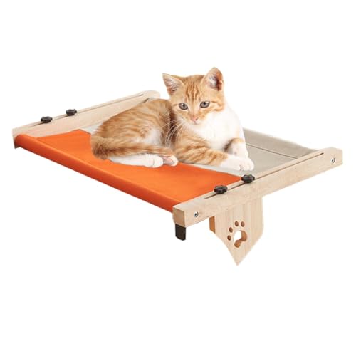 Wooden Cat Hammock | Adjustable Cat Nest | Windowsill Pets Seat | Wooden Cats Bed | Cushioned Pets Perch | Cat Climbing Hammock | Nesting Hammock for Sleeping, Playing, Climbing von Byeaon