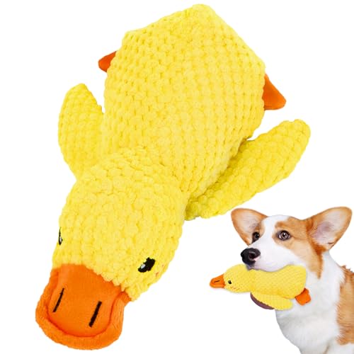 Byffoer Antistress Ente Hund,Anti Stress Ente Antistress Ente,Gelb Quietschspielzeug InteraktivesSpielzeug für Hunde Anti-Stress-Spielzeug Für Kleine Hunde Und Welpen, Ente Hundespielzeug von Byffoer