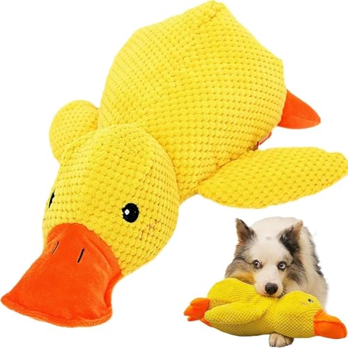 Byffoer Antistress Ente Hund,Anti Stress Ente Antistress Ente,Gelb Quietschspielzeug InteraktivesSpielzeug für Hunde Anti-Stress-Spielzeug Für Kleine Hunde Und Welpen, Ente Hundespielzeug von Byffoer