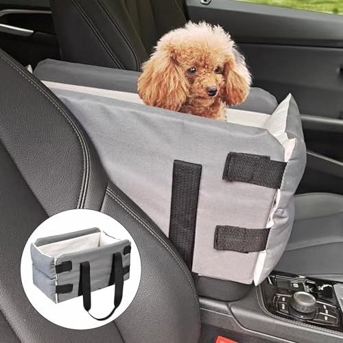 Bylphy Hunde Autositz für kleine Hunde Mittelkonsole Haustier Booster Autositz, Abnehmbarer Waschbarer Welpe Booster Sitz, Tragbarer Hund Katze Autositz von Bylphy