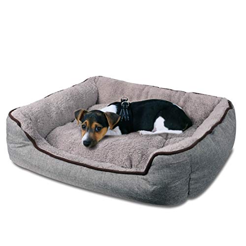 C-Collection Hundebett | Hundekissen | Hundesofa | Hundekorb mit Wendekissen Verschiedene Größen und Farben ((S) 58 x 46 cm Außenmaß, grau) von C-Collection