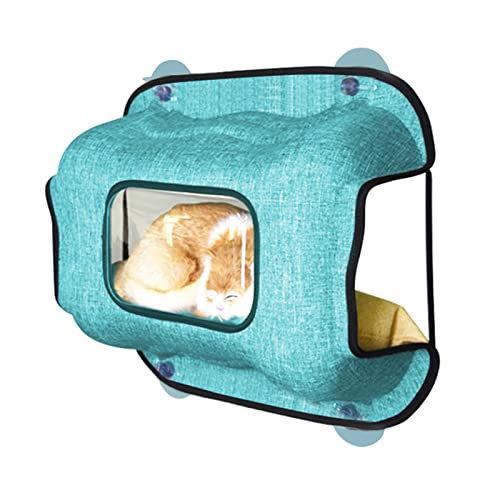 Katzen-Hängematte Fensterhalterung für Innenkatzen, Fensterstange, Super Tragende Katzenhängematte, Große Katzen Katzenhängematte für Fenster, Sonnensitz Mit Großen Saugnäpfen (Color : Light Blue) von C'ESTBON