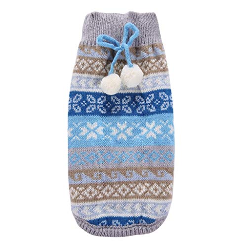 CADANIA Haustierkostüme, Haustierpullover Schneeblume Hundekleidung Weihnachten gestrickt Warmpullover Winterkleidung-Blau-XL von CADANIA