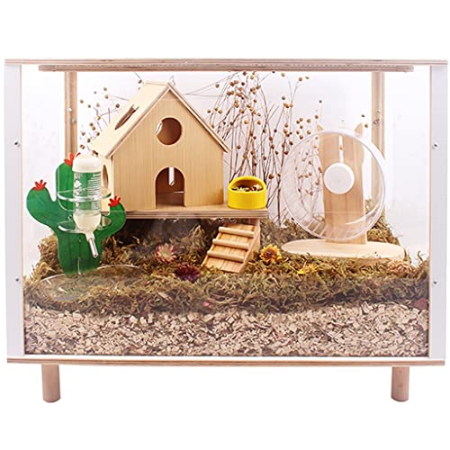Reptilienhäuser Hamsterkäfig aus Holz, Kleintierhaus-Lebensraumstall, spezielle transparente Luxusvilla, Oben atmungsaktiv von CAFIEDR