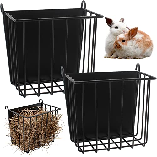 2 x Kaninchen-Heu-Futterstation, Meerschweinchen-Futterspender mit robustem Metallrahmen, Heuhalter, für Hasen, Meerschweinchen, Chinchillas von CAIQINLI