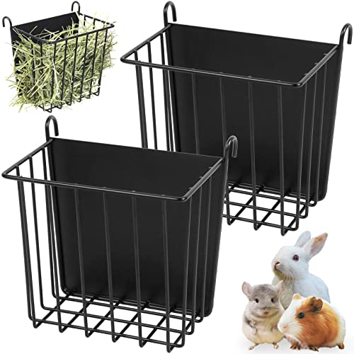 2 x Kaninchen-Heuraufe mit robustem Metallrahmen, Kaninchen-Heuhalter für Käfig – Kaninchen-Heu-Futterspender Meerschweinchen, Heu-Futterspender für Kaninchen, Meerschweinchen, Hasen, Chinchillas, von CAIQINLI