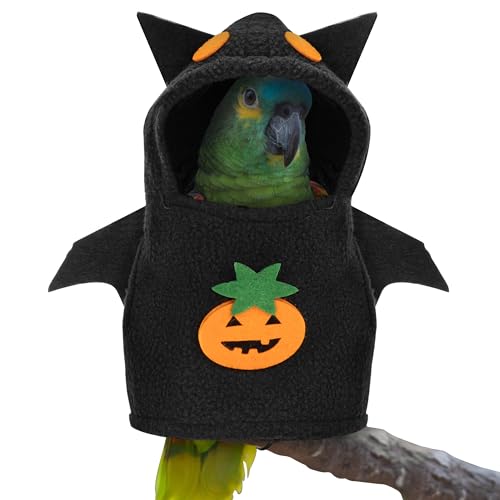 CAIRIAC Halloween Papagei Kleidung Vogel Kostüm Fluganzug, Papagei Fledermaus Kostüm Cosplay Prop Hoodie für rotbauchige Papageien Rotflügelpapageien, Rosenkrone Sittiche (1 Stück, schwarz, L-Code) von CAIRIAC