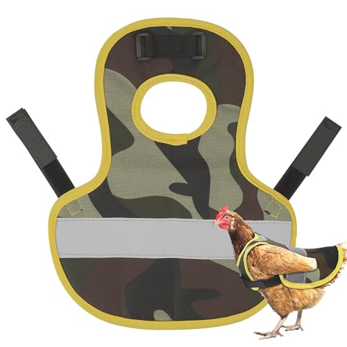 CAIRIAC Huhn Reflektierende Weste Hühnersattel Hühnerkleidung mit Verstellbarem Band Hühnerschutz Kleidung für Huhn Enten Gans Camouflage Grün von CAIRIAC
