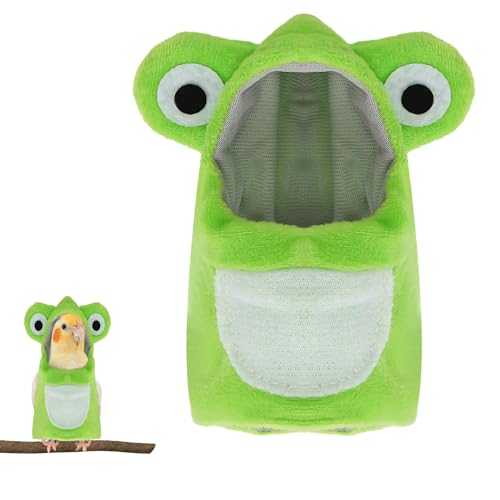 CAIRIAC Papageienkleidung, Vogelkostüm, Fluganzug, Papageien-Frosch-Kostüm, Cosplay-Requisite, Hoodie für Graupapageien, Sittich, Nymphensittich, Sonne (1 Stück, Grün, M-Code) von CAIRIAC