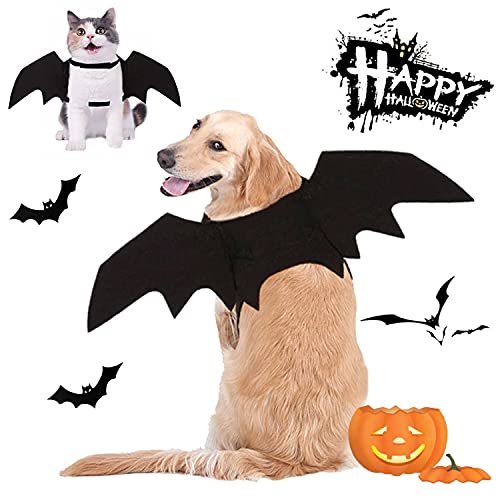 CAISANG Hund Halloween Kostüme, Katze Hund Fledermaus Kostüm Flügel Haustier Fledermaus Flügel für Kleine Mittlere und Große Hund, Cosplay Kleidung, Coole Hunde Outfits (XL) von CAISANG