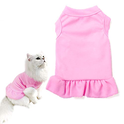 CAISANG Hunde-Shirts Welpen Kleidung für Kleine Hunde Junge, Haustier T-Shirts Doggy Vest Apparel, Bequeme Sommer-Shirts Strandkleidung Kleidung, Kitty Katzen, Weiche Baumwolle Tops (Pink L) von CAISANG