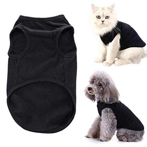 CAISANG Hunde-Shirts Welpen Kleidung für Kleine Hunde Junge, Haustier T-Shirts Doggy Vest Apparel, Bequeme Sommer-Shirts Strandkleidung Kleidung, Kitty Katzen, Weiche Baumwolle Tops (Schwarz S) von CAISANG