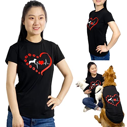 Hunde- und Besitzer-Shirts, Motiv: Herzpfoten, Haustier-Kleidung, Hunde- und Mama-Sweatshirt, Sommer-Top, Shirt, Familienkleidung, coole Bekleidung für kleine, mittelgroße und große Hunde von CAISANG