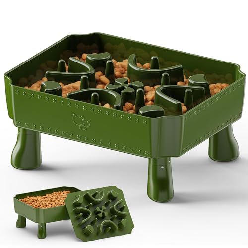 Slow Feeder Hundenapf, 2-in-1 Hunde-Puzzle, langsamer Futternapf für große Rassen, Labyrinth-erhöhter Futternapf, Anti-Ersticken, interaktive Futternäpfe für Hunde, langsames Fressen bei Langeweile von CAISHOW