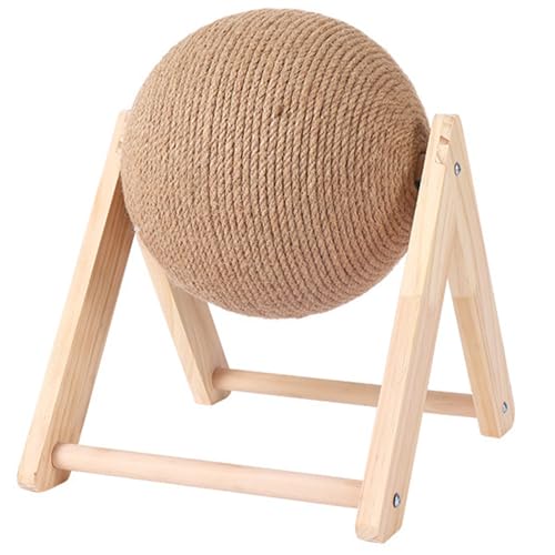 CAKEEYUM Katze Kratzkugel mit stabilem Ständer natürlicher Sisal Cat Croboker Kratzer-resistenter Katzenkratzerspielzeug mit Ball Interactive Holzkratzer Katzenspielzeug für Innenkatzen, Medium von CAKEEYUM