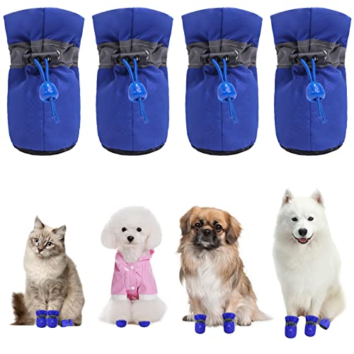 CALHNNA Hundeschuhe für Welpen, Pfotenschutz, Schnee-Winterstiefel mit Anti-Rutsch-Socken, Katzen- und Hundeschuhe für kleine und mittelgroße Hunde von CALHNNA