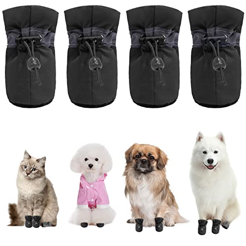 CALHNNA Hundeschuhe für Welpen, Pfotenschutz, Schnee-Winterstiefel mit Anti-Rutsch-Socken, Katzen- und Hundeschuhe für kleine und mittelgroße Hunde von CALHNNA