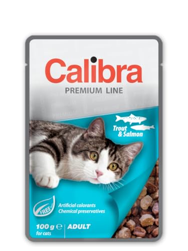 Katzenfeuchtfutter mit Forelle und Lachs in Calibra Cat Adult Trout And Salmon 100g von CALIBRA