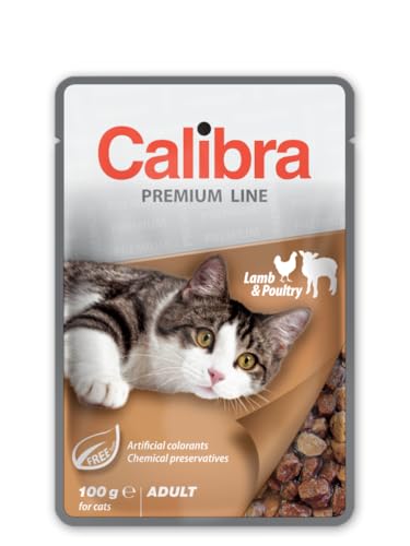 Katzenfeuchtfutter mit Lamm und Geflügel in Calibra Cat Adult Lamb And Poultry 100g von CALIBRA