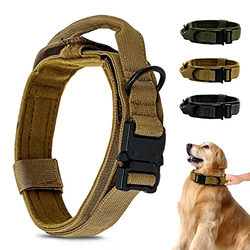 CALIYO Halsband Hund,Hunde Halsbänder,Taktisches Hundehalsband mit Griff,Verstellbare und Reflektierend für das Training,atmungsaktiv einstellbar Nylon Hundehalsbänder für kleine mittlere große Hunde von CALIYO