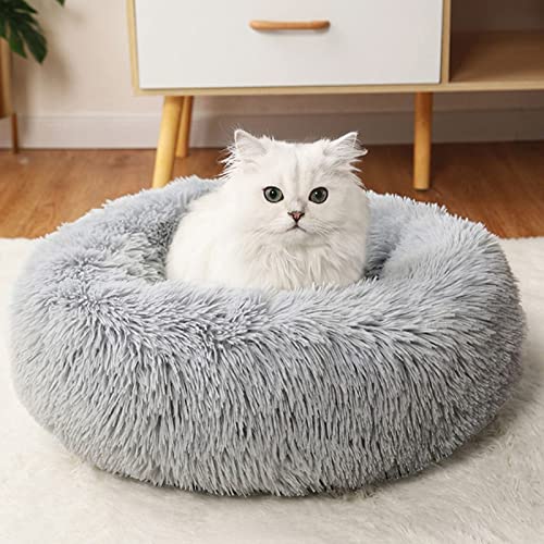 CALIYO Hundebett/Katzenbett Flauschig, Maschinenwaschbares Hundebett Kleine Hunde katzenkissen flauschig, Trocknergeeignetes Katzen Bett, Durchmesser 60 cm Hundebett Rund Katzenkörbchen von CALIYO