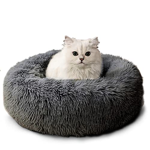 CALIYO Hundebett Grosse Hunde, Katzenbett Flauschig, Katzenkissen Hundekissen Waschbar, Trocknergeeignetes Katzen Bett, Hundebetten Rund Katzenkörbchen Durchmesser 100 cm(Dunkelgrau) von CALIYO