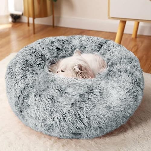 CALIYO Hundebett Kleine Hunde, Katzenbett Flauschig, Katzenkissen Hundekissen Waschbar, Trocknergeeignetes Katzen Bett, Hundebett Rund Katzenkörbchen Durchmesser 60 cm von CALIYO