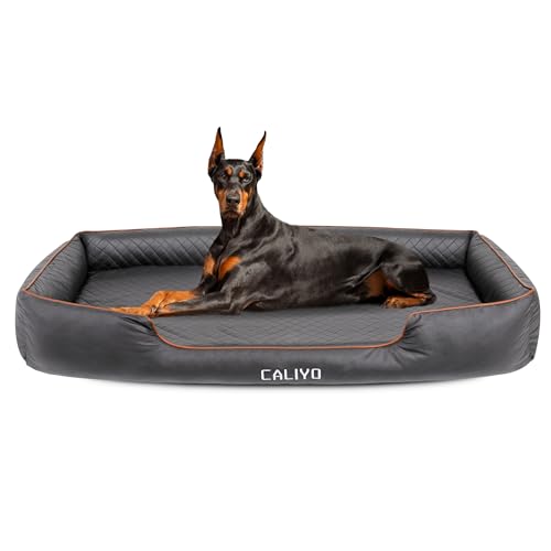 CALIYO Orthopädisches Hundebett,Hundekissen mit Technische Stoffe,Hundekorb, 3D-Softtouch Pyramiden Schaum, Bezug Abnehmbar Waschbar, XXL, für Extra Große Hunde,Hundesofa-153×111×18CM,Schwarz von CALIYO