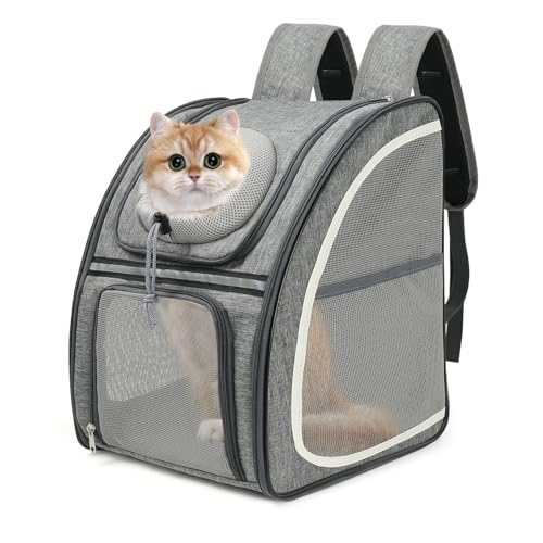 CALIYO Hunderucksack, Katzenrucksack, Haustier Rucksack mit Netzfenster, Tragbare und Faltbare Katzentasche bis 8kg Multifunktionales Atmungsaktive und Leichte Hundetasche von CALIYO