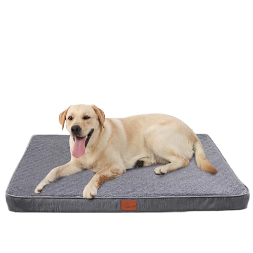 CALIYO Orthopädisches Hundebett Grosse Hunde, Hundekissen 112×81×7.6cm, Hundematte Waschbar, Memory Foam Hundematte, Dog Bed für Grosse Hunde(Dunkelgrau) von CALIYO