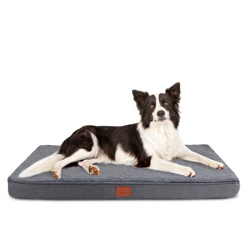 CALIYO Orthopädisches Hundebett Mittelgroße Hunde, Hundekissen 91×69×7.6cm, Hundematte Waschbar, Memory Foam Hundematte, Dog Bed für Mittelgroße Hunde(Dunkelgrau) von CALIYO